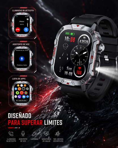 Smartwatch Deportivo HD con Llamadas Bluetooth, Linterna LED y Monitoreo de Actividad