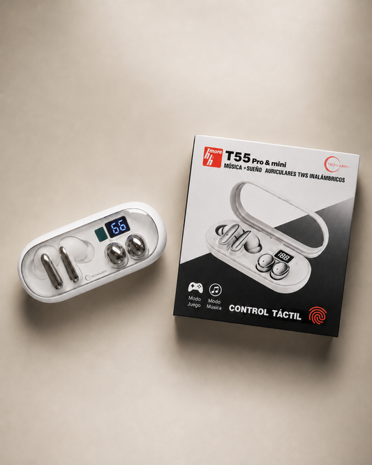 Audífonos 2 en 1 HH More T55 Pro & Mini TWS Inalámbricos Bluetooth con Control Táctil