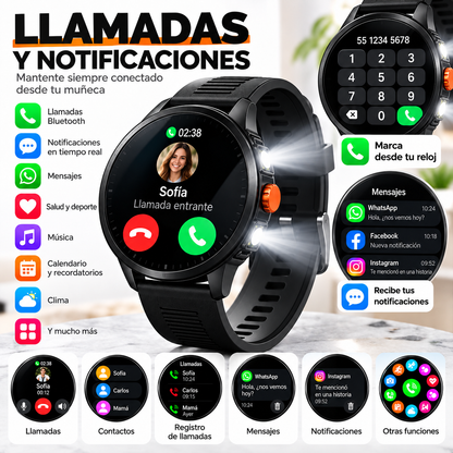 Combo TECNIQUERO NEXWATCH X5 + Audífonos G-TiDE L22 Smartwatch con Llamadas, Doble Linterna y Bluetooth 5.3