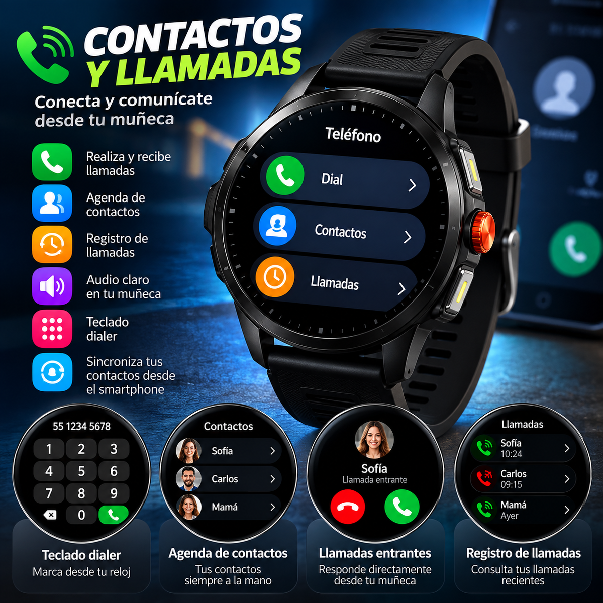 Combo TECNIQUERO NEXWATCH X5 + Audífonos G-TiDE L22 Smartwatch con Llamadas, Doble Linterna y Bluetooth 5.3