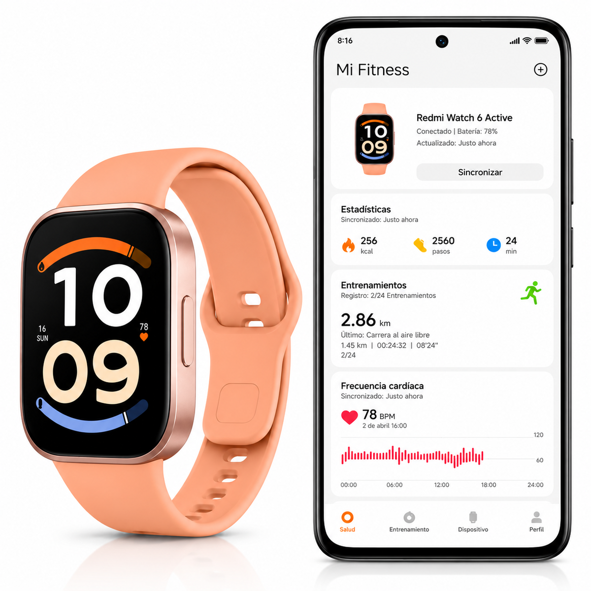 SMARTWATCH XIAOMI REDMI WATCH 6 ACTIVE (ORANGE) + BOCINA G-TIDE SV30 + AUDIFONOS G-TIDE L22 (NEGRO)